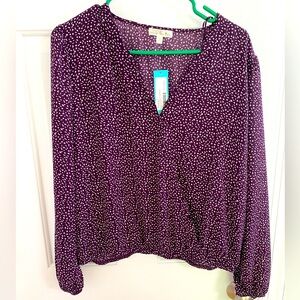 NWT Blouse, Purple with White Dots